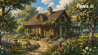 Día cottagecore estilo Ghibli en una cabaña del bosque