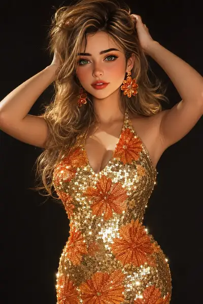 Glamorous Red Carpet Fashion Portrait