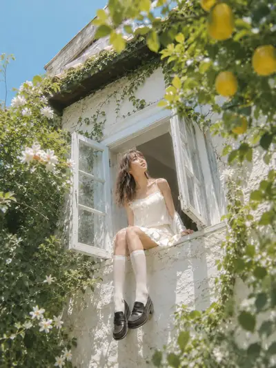 Photorealistic Woman by Lemon Window