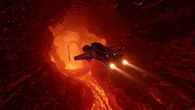Lava Tube Ship Dive Cinematic Camera Prompt
