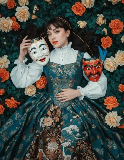 华丽的印尼风格肖像提示词