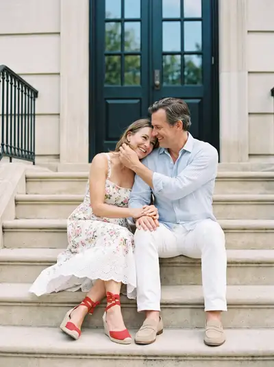 Romantic Cinematic Couple on Classical Steps