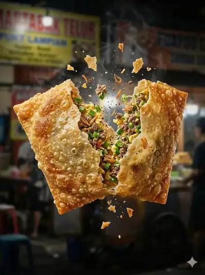 Crispy fried snack mid-air explosion food photography