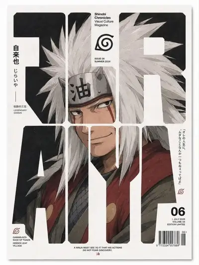 Vogue-style magazine cover template for an anime character