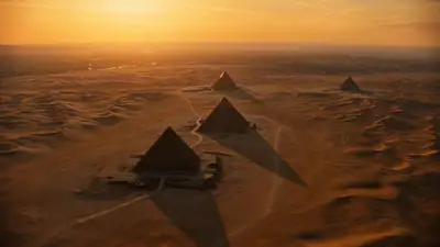 Cinematic Sandstorm Over Egyptian Pyramids