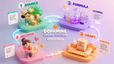 3D isometric dopamine brand workflow illustration