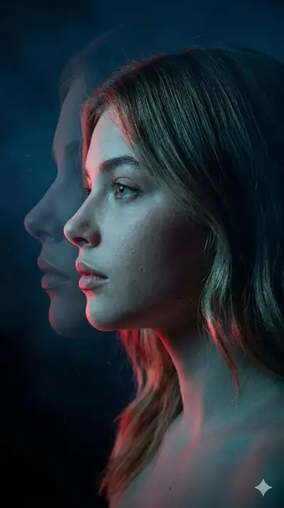 Portrait de profil en double exposition - Gemini