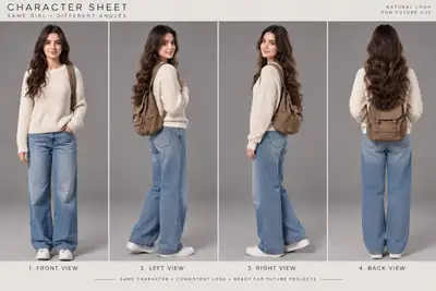 4-View Character Sheet Prompt for AI Image Consistency