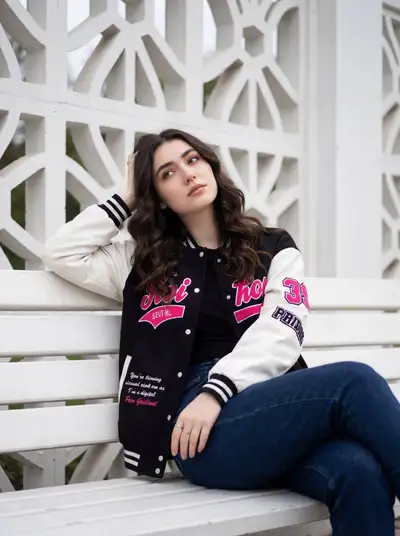 Candid streetwear portrait on a white bench