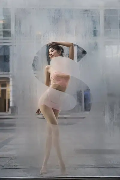 Frosted Glass Fashion Editorial with Chinese Character Cutouts