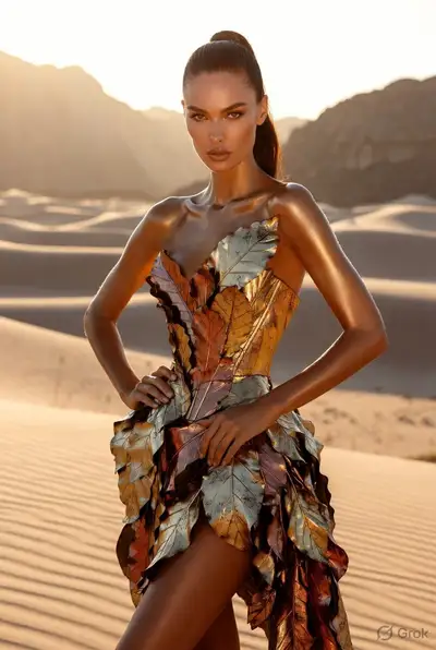 Golden Leaf Couture Desert Editorial