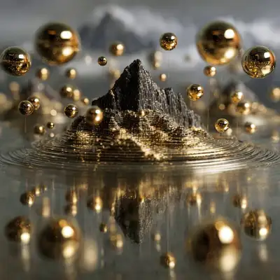 Ferrofluid Gold Nanoparticles Machu Picchu 3D Render