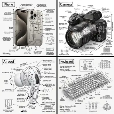 Technical Ink Annotation Infographic for Any Object