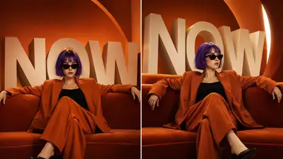 Prompt de campanha editorial de moda de luxo em tela dividida