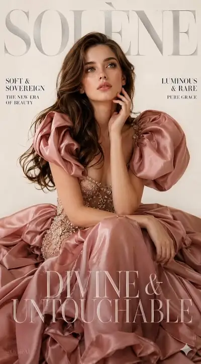 Luxury ballgown fashion magazine cover prompt