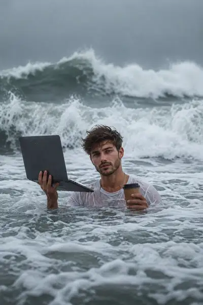 Surreal Ocean Work-from-Wave Editorial Photograph
