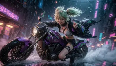 Cyberpunk Mercenary Motorcycle Portrait