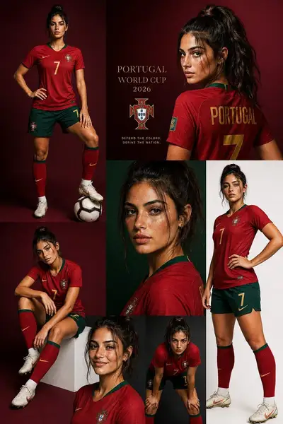 Portugal football fashion editorial collage of a woman