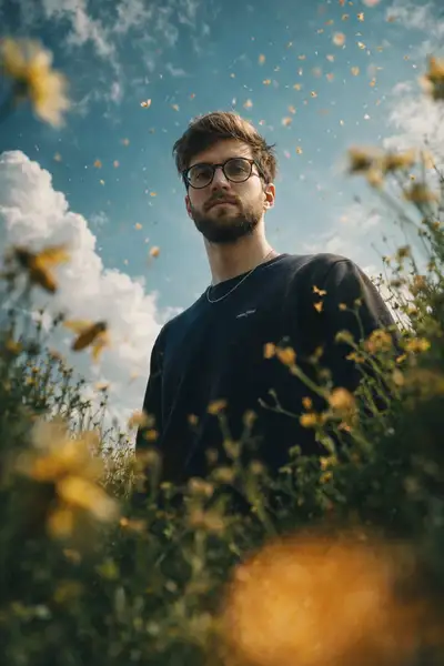 Photorealistic Cinematic Portrait with Worm's-Eye View