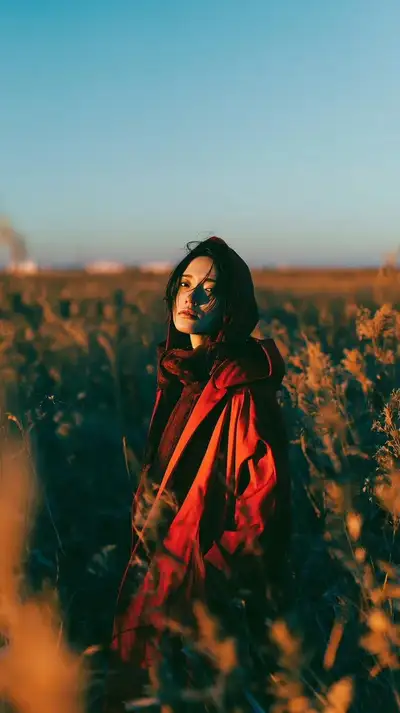 Cinematic Editorial Portrait in Golden Reeds