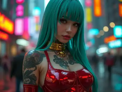 Hyperrealistic Cyberpunk Kawai Girl Portrait