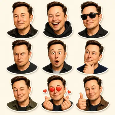 Pixar-Stil 3x3-Sticker-Raster mit erhaltener Gesichtsidentität