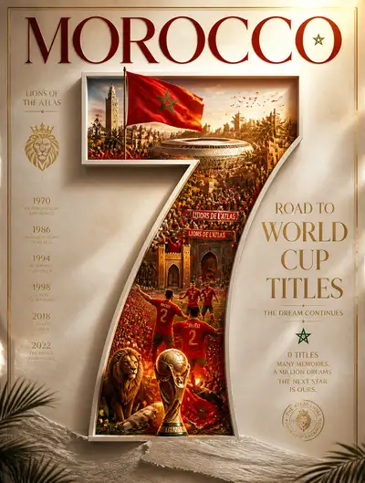 Morocco World Cup Legacy Poster With a Carved Number Seven