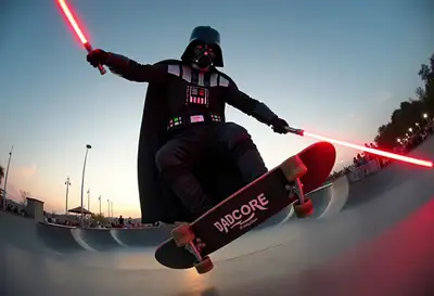 Darth Vader Skateboarding Kick Flip