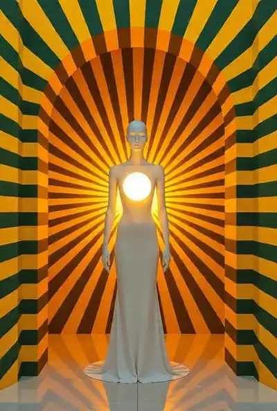 Surreal Figure with Glowing Orb in Archway