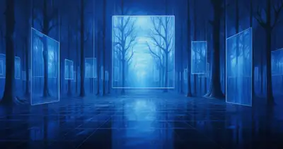 Symmetrical Blue Forest Indoor Exhibition
