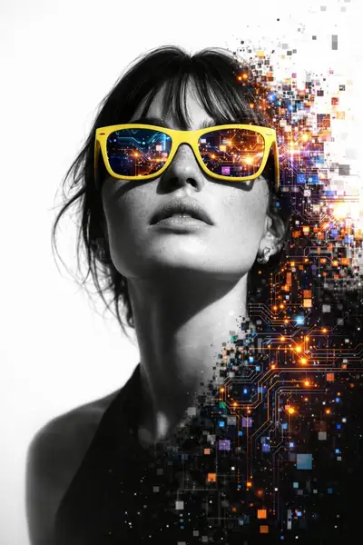 Cyberpunk AI Fusion Portrait Prompt