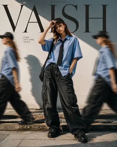 Éditorial streetwear avec flou de mouvement et typographie de magazine