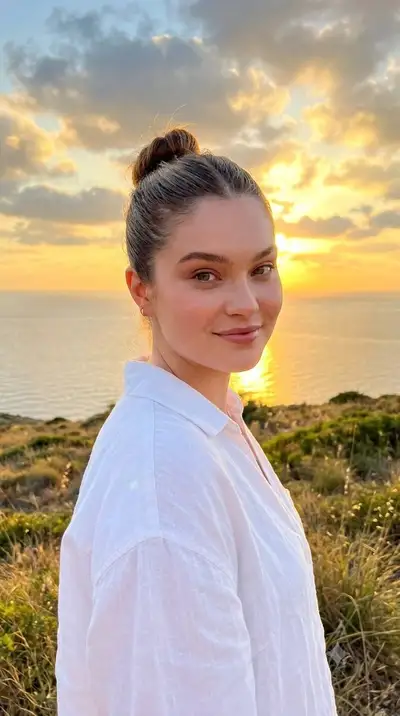 Retrato costeiro na golden hour, prompt em JSON para Nano Banana 2