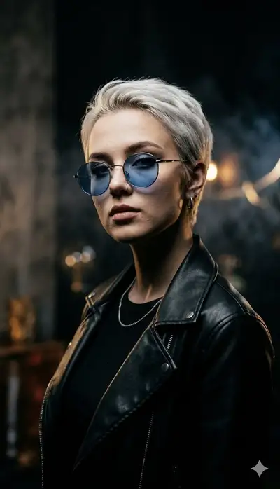 Cinematic Portrait with Blue Sunglasses