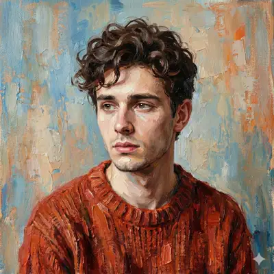 Prompt de portrait en buste peint à l'huile façon impressionniste
