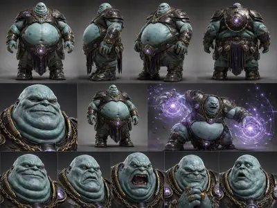 Cinematic Alien Warlord Character Design Sheet