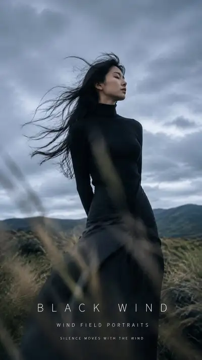 Cinematic windswept portrait poster template