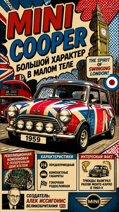 Pop-art poster of the classic Mini Cooper