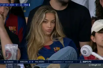Cinematic close-up of Barcelona fan at El Clásico