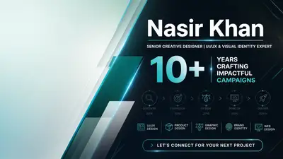 Professional Split-Panel LinkedIn Banner for a Senior Designer