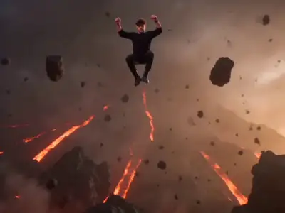 Cinematic Volcanic Warrior Action Sequence