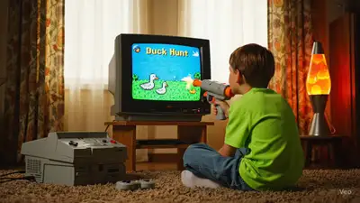 Nostalgic 90s Duck Hunt Video Scene