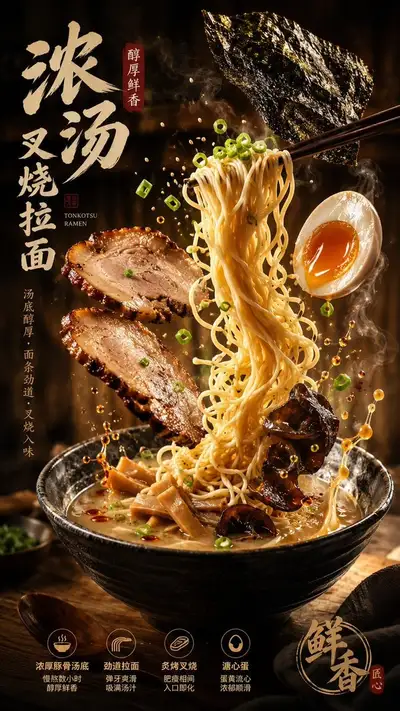 Exploded-ingredient food advertisement poster template