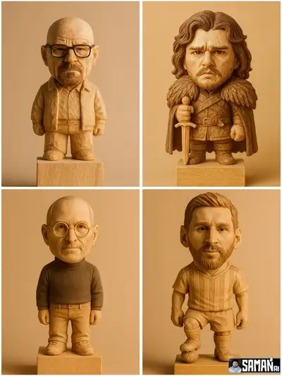 Hyperrealistische geschnitzte Holz-Chibi-Figur jeder Figur