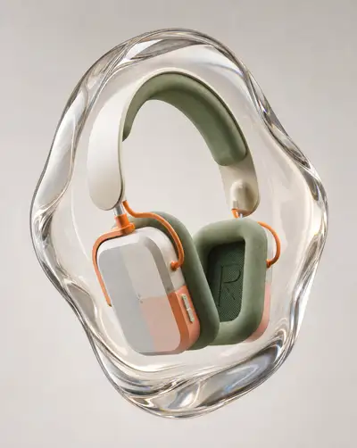 Product encased in a liquid-glass crystal shell render