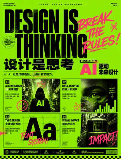 Neon graffiti editorial poster design system template