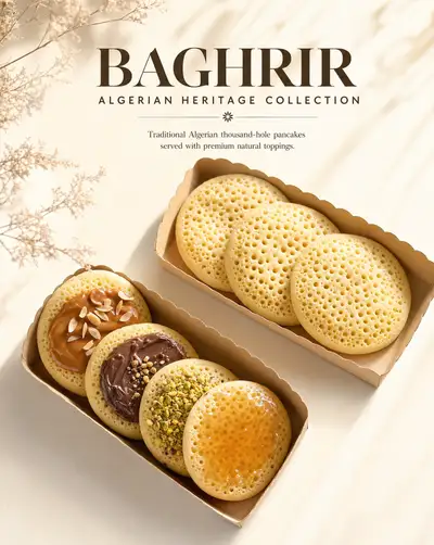 Algerian Baghrir Pancakes Editorial Food Poster