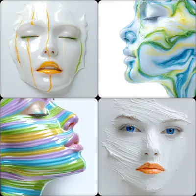 Colorful Wet Paint Minimalist Woman Face