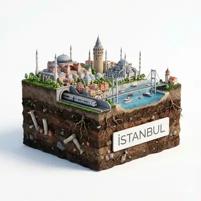 Diorama 3D hyperréaliste d'une ville avec coupe transversale de terre exposée