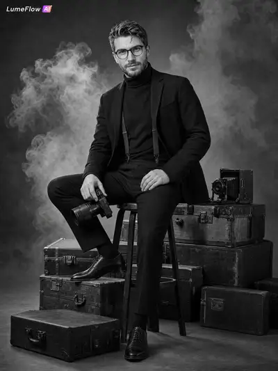 Hyperrealistic Monochrome Portrait Studio Prompt